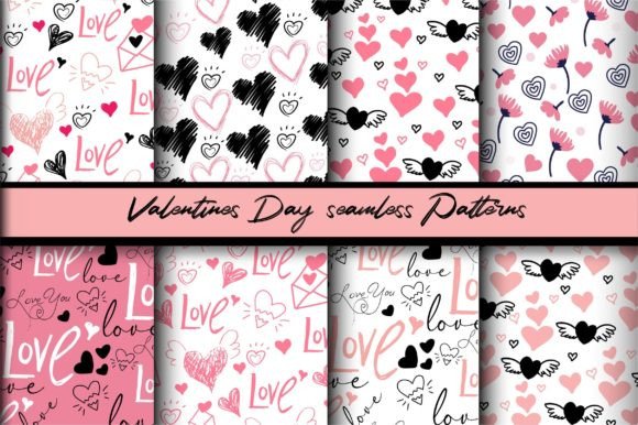 Black & Pink Valentines Day Patterns Graphics