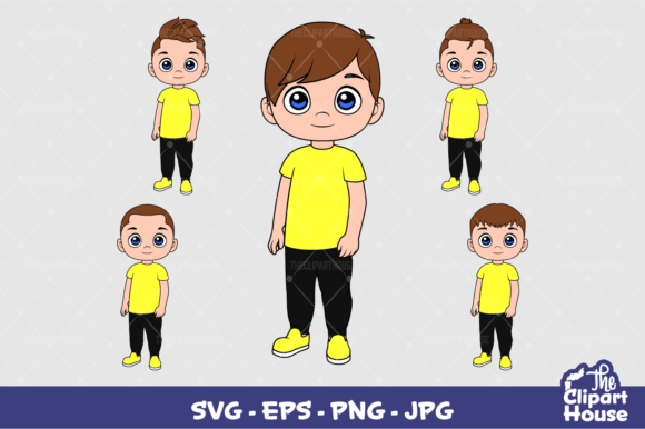 Brunette Boy Casual Graphics for Crafts