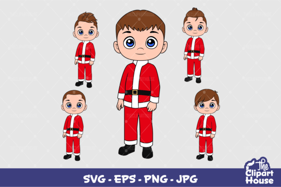 Brunette Boy Christmas Graphics for Crafts