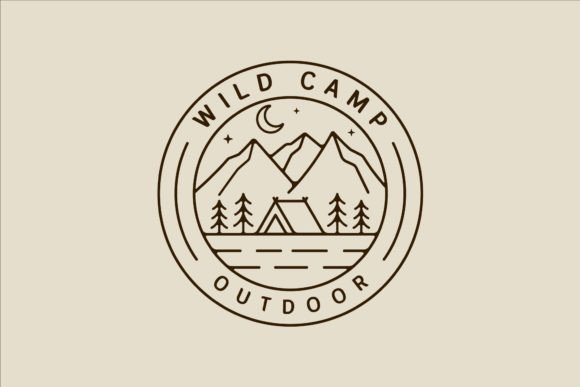 Camping Logo Vector Line Art Simple: Logos & Graphics