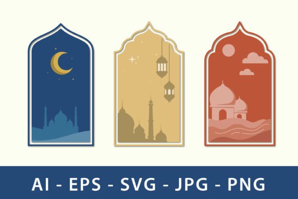 Collection of Oriental Style Islamic Graphics & Print Templates