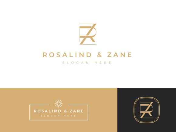 Gold Alphabet RZ Company Logo Template: Graphics & Logos