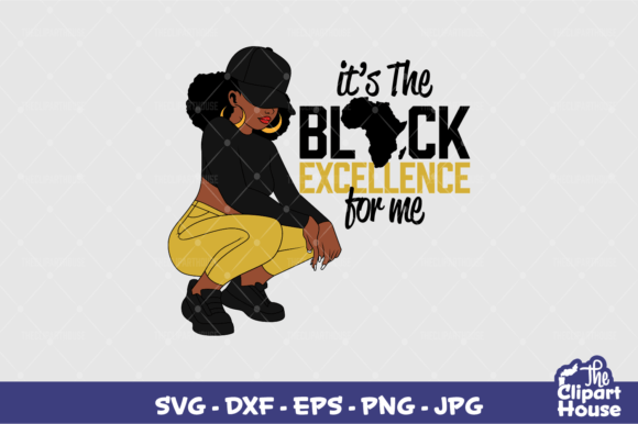 Kneeling Black Woman Excellence Graphics for Crafts
