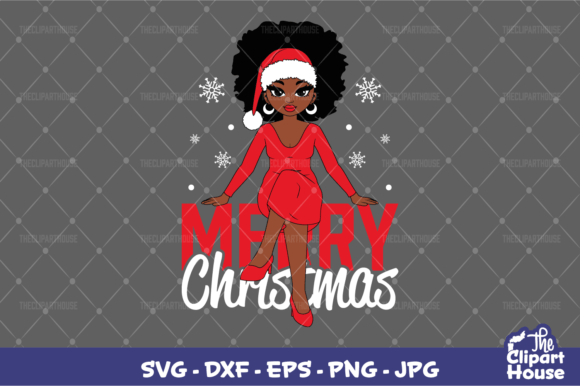 Merry Christmas Afro Woman Sitting Graphics