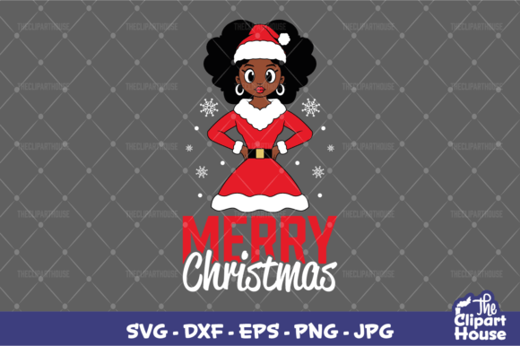 Merry Christmas Cartoony Afro Woman 2