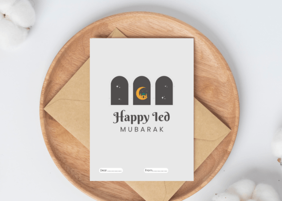 Minimalist Eid Mubarak Greeting Card: Graphics & Print Templates