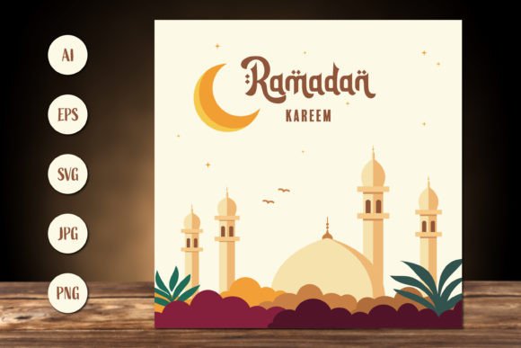 Ramadan Flat Design Vector Illustration: Graphics & Print Templates