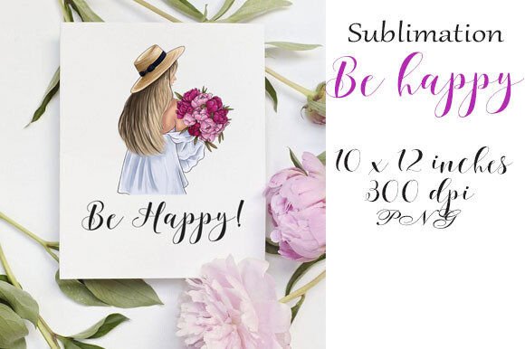 Watercolor Clipart Be Happy PNG: Illustrations & Graphics